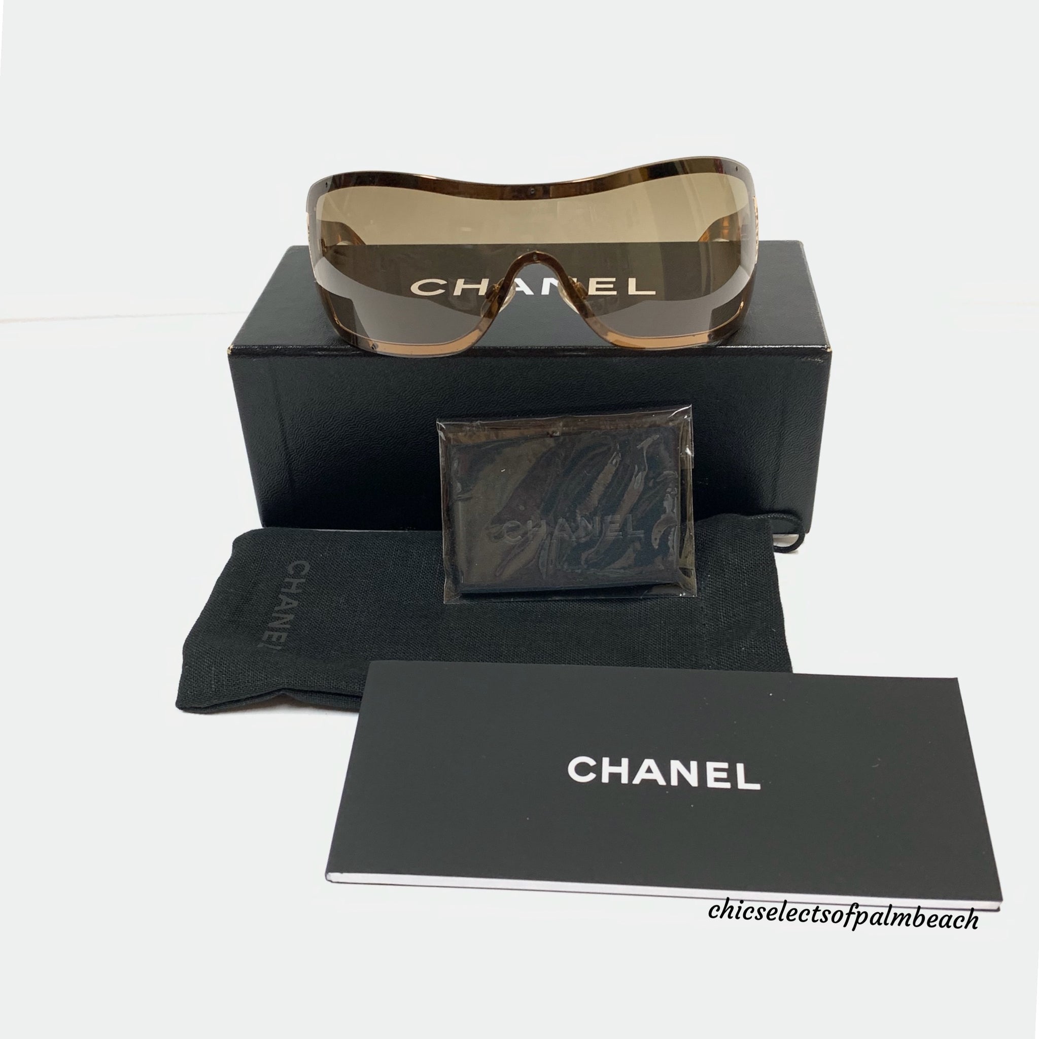 AUTHENTIC CHANEL 4126 c.125/13 120 SHIELD HAVANA QUILTED BROWN GOLD GR –  Chic Selects of Palm Beach