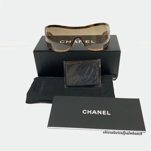 AUTHENTIC CHANEL 4126 c.125/13 120 SHIELD HAVANA QUILTED BROWN GOLD GRADIENT SUNGLASSES