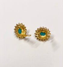 KENNETH JAY LANE GOLD TURQUOISE RESIN CABOCHONS/CRYSTAL NECKLACES AND EARRINGS