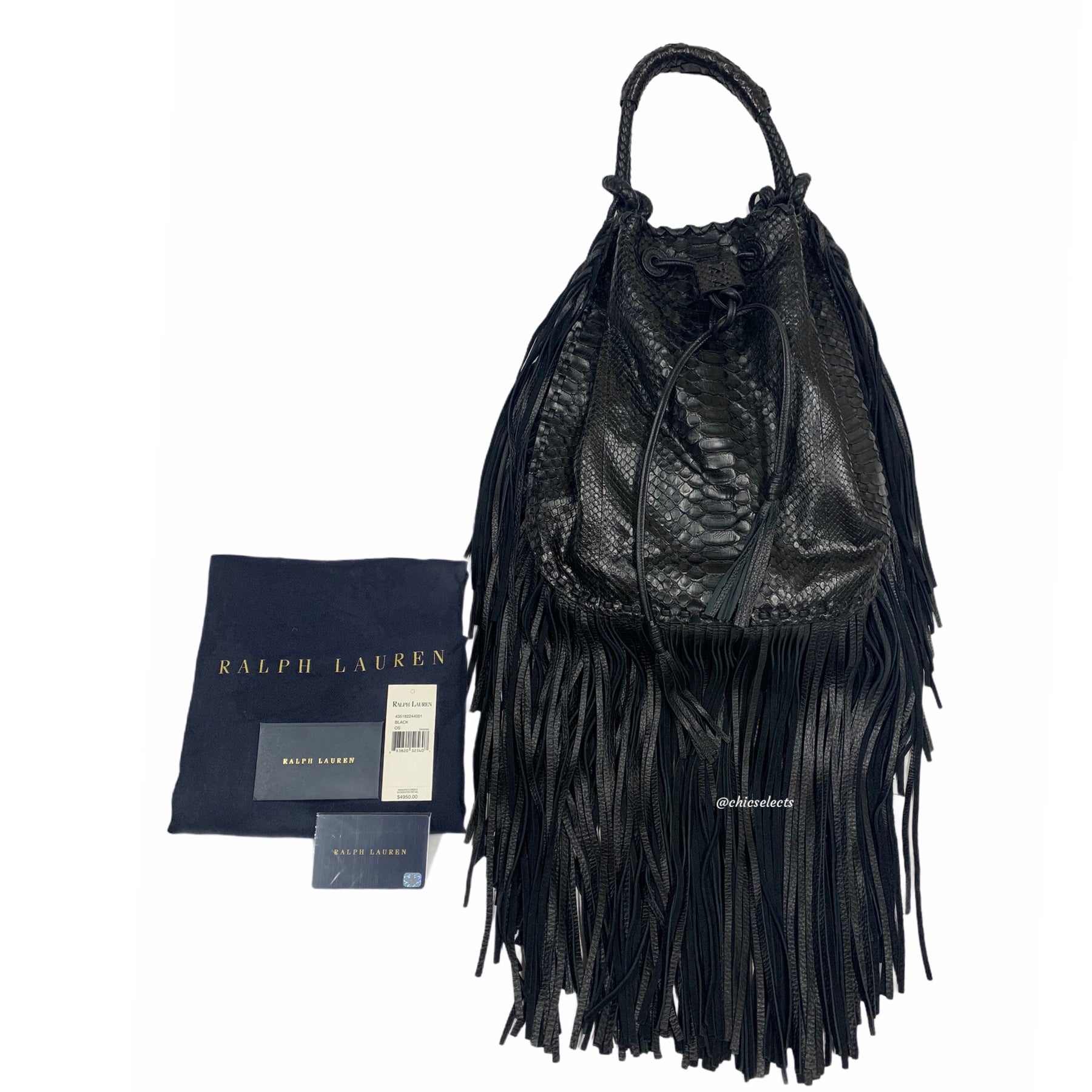 RALPH LAUREN PYTHON FRINGE HOBO HANDBAG – Chic Selects of