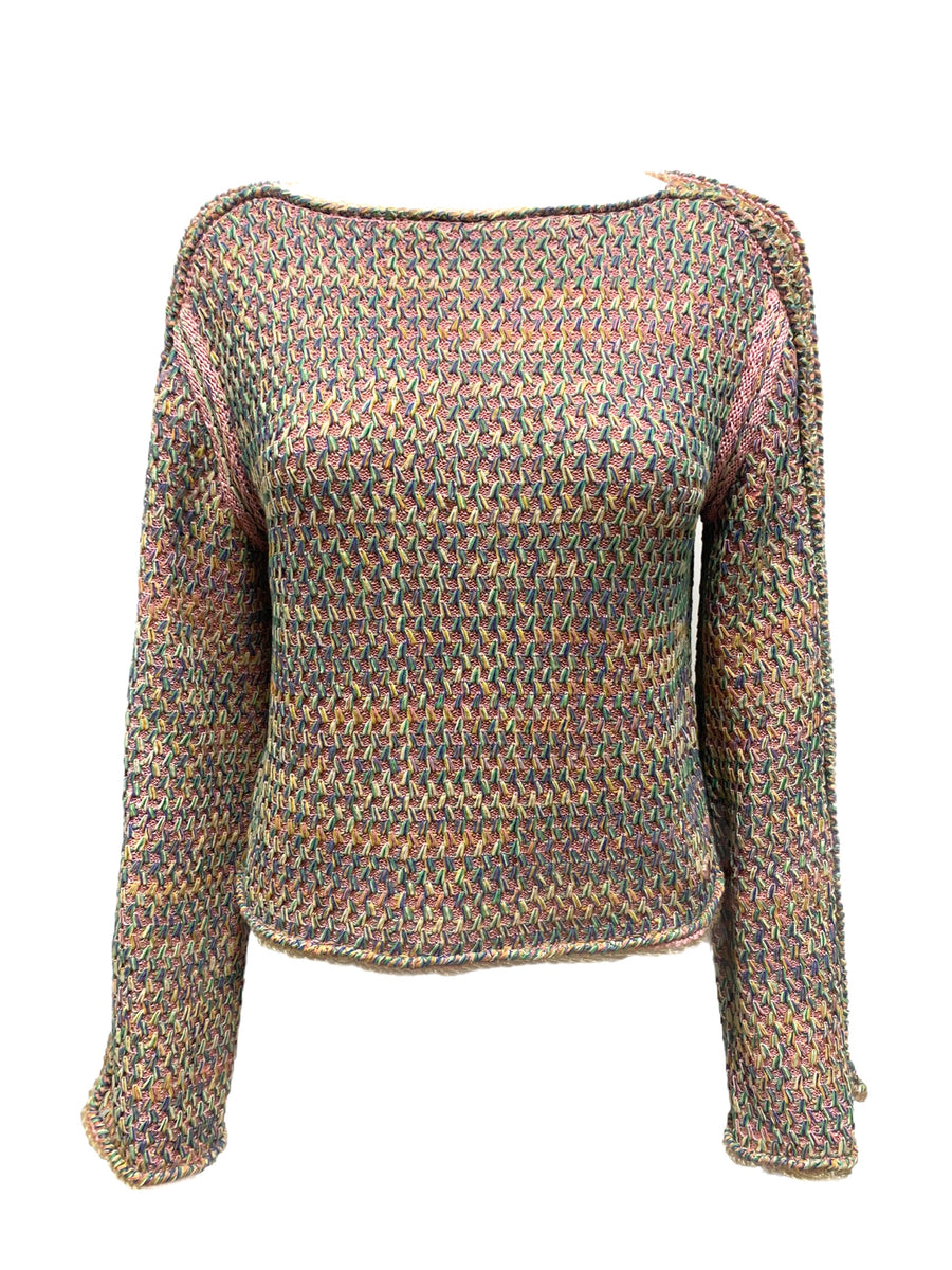 CHANEL PINK MULTI CROCHET SWEATER TOP SIZE SMALL – Chic Selects of Palm  Beach