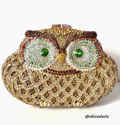 OFF PARK COLLECTION MULTICOLOR CRYSTAL OWL CLUTCH