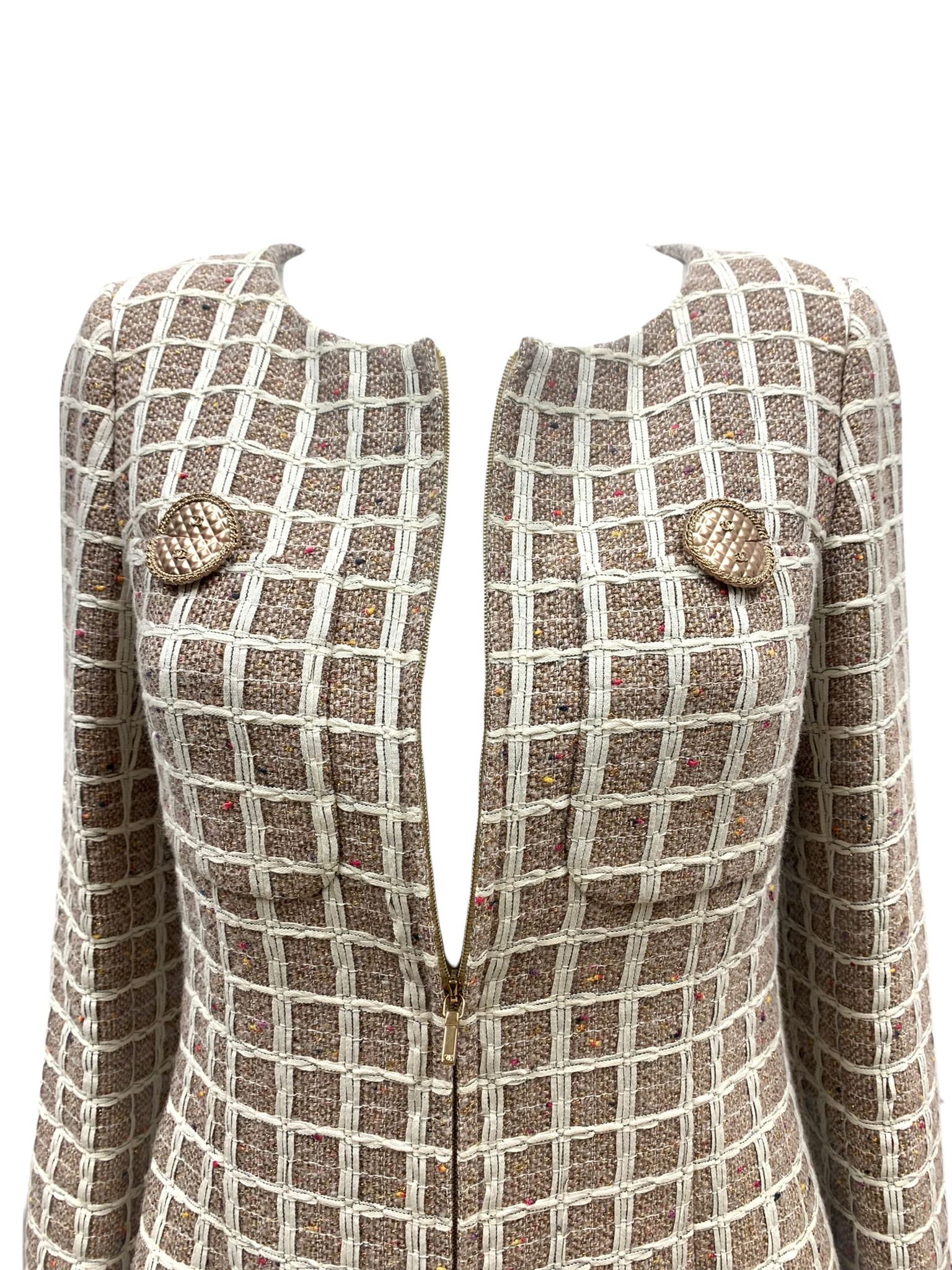 CHANEL Lace Trim Pink Tweed Jacket Skirt Suit Set CC Buttons  38 US 6  Vintage  eBay