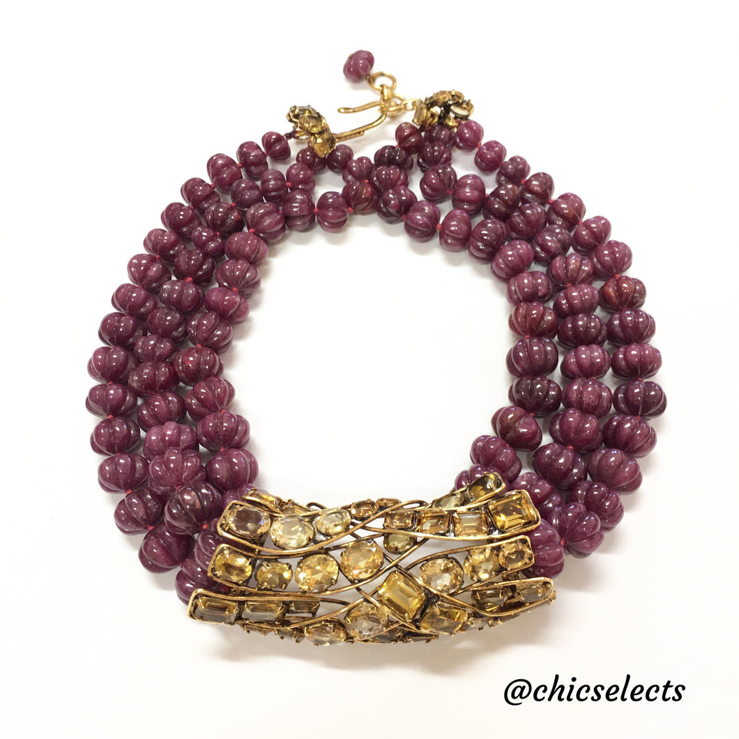 IRADJ MOINI CARVED RUBY AND CITRINE CHOKER